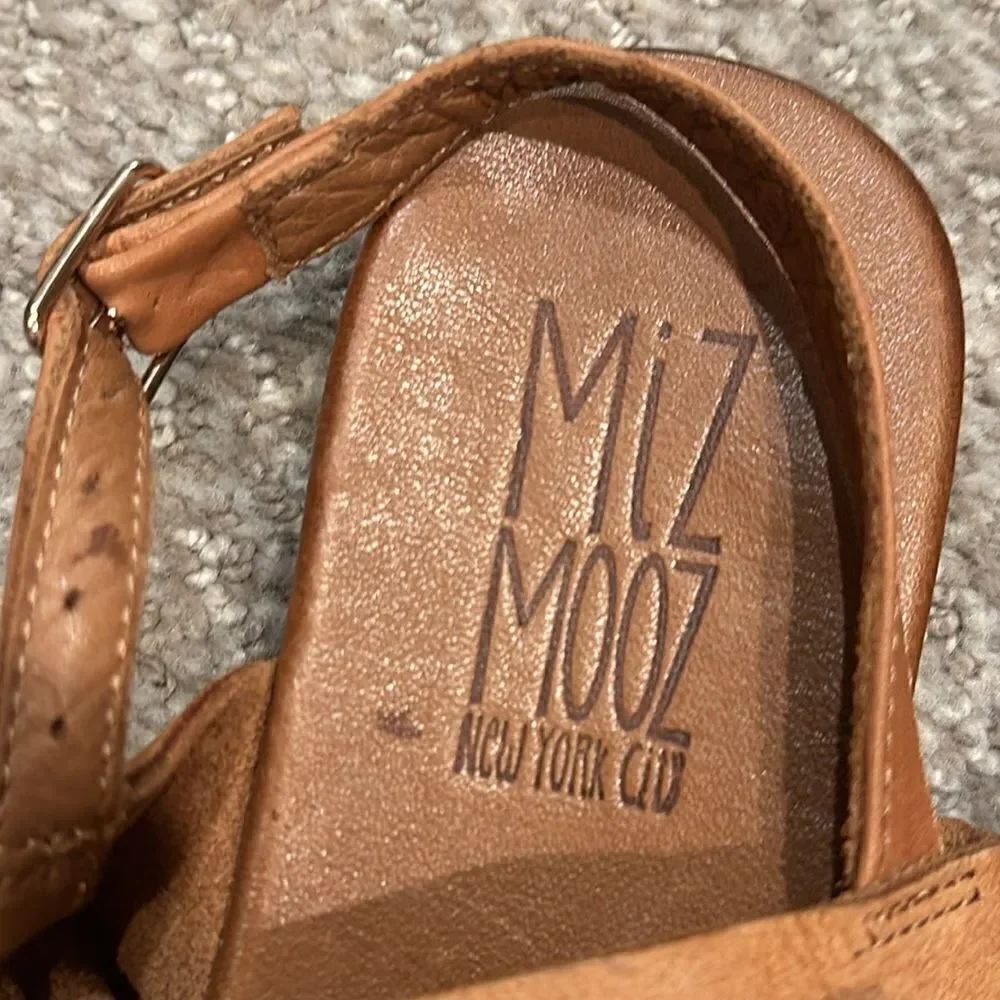 Free People Miz Mooz Lake House Sling Back Leather Sandal Tan Brown EU 36